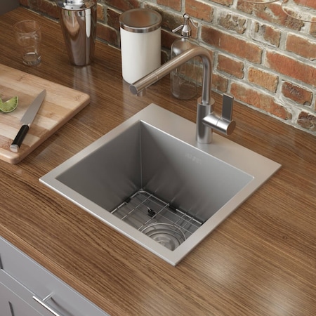 Ruvati Sink, Stainless Steel, 18" W x 18" L x RVH8118